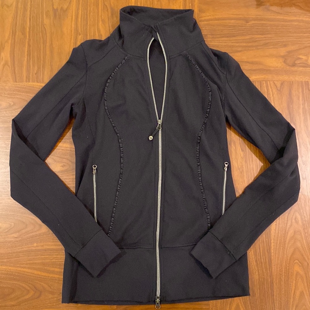 Lululemon Black Jacket with ruffle detail